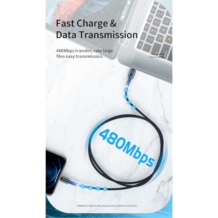 Кабель ESSAGER PD27W Fast Charge Data Cable Type-C to Lightning 1м Brown (EXCTL-CG12)