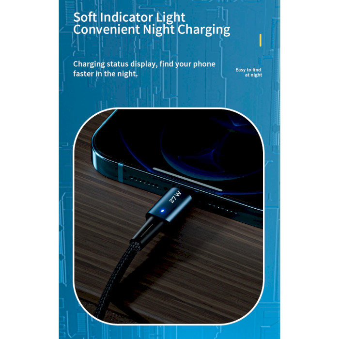 Кабель ESSAGER PD27W Fast Charge Data Cable Type-C to Lightning 1м Brown (EXCTL-CG12)