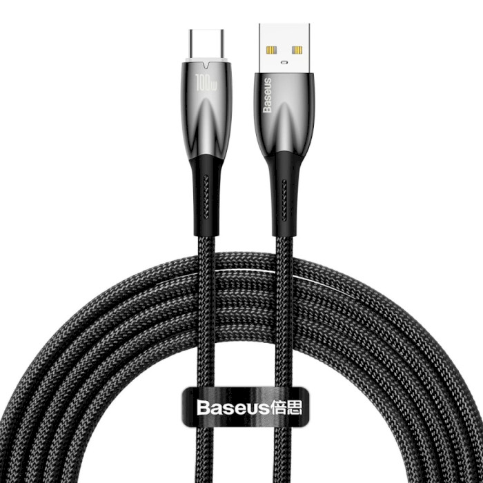 Кабель BASEUS Glimmer Series Fast Charging Data Cable USB to Type-C 100W 2м Black (CADH000501)