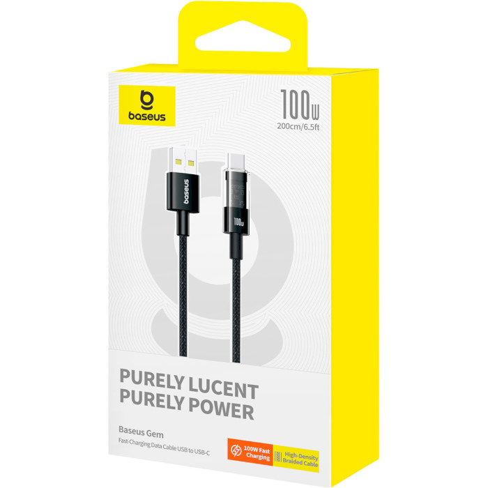 Кабель BASEUS Gem Fast Charging Data Cable USB to USB-C 100W 2м Cluster Black (P10373002111-01)