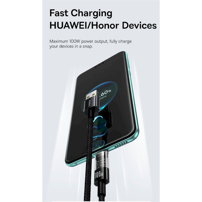 Кабель BASEUS Gem Fast Charging Data Cable USB to USB-C 100W 2м Cluster Black (P10373002111-01)