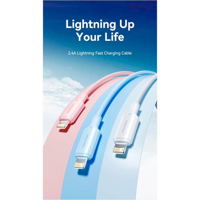 Кабель VENTION USB-A Male to Lightning 2.4A 2м Black (LAMBH)