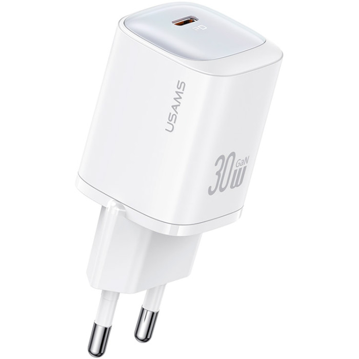 Зарядний пристрій USAMS CC251 30W GaN USB-C Fast Charging White (CC251TC02)