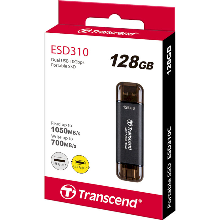 Портативний SSD диск TRANSCEND ESD310 128GB USB3.2 Gen2 Space Black (TS128GESD310C)