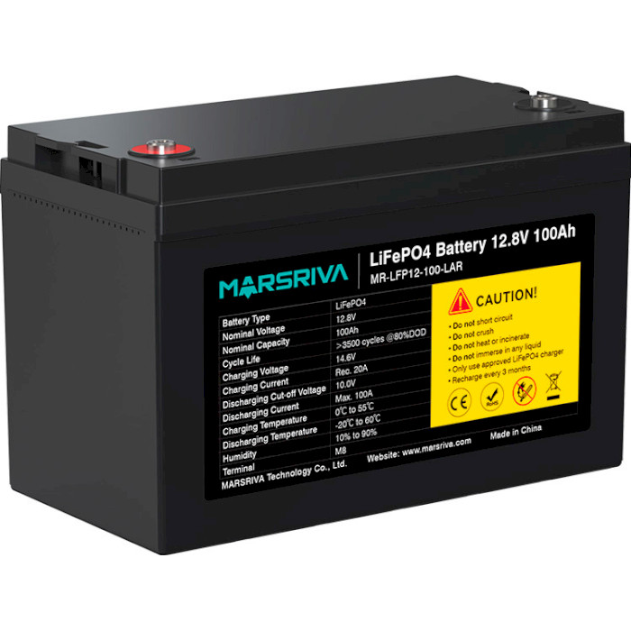 Аккумуляторная батарея MARSRIVA LiFePO4 Lead Acid Replacement 12.8V 100Ah (12.8В, 100Ач, BMS) (MR-LFP12-100-LAR)