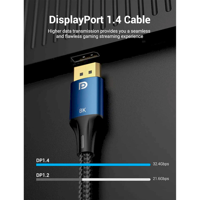 Кабель VENTION 8K Ultra HD Cable DisplayPort 1.5м Blue (HCELG)