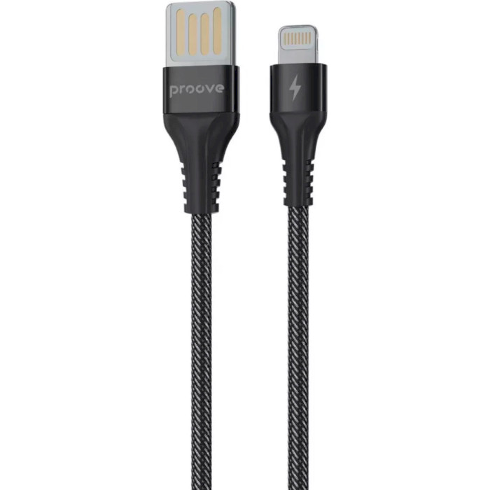 Кабель PROOVE Double Way Weft USB to Lightning 2.4A 1м Black