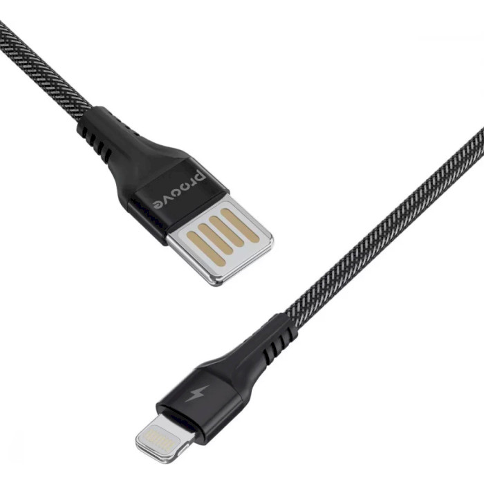 Кабель PROOVE Double Way Weft USB to Lightning 2.4A 1м Black