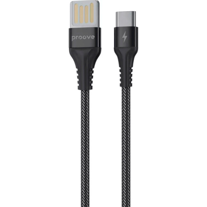 Кабель PROOVE Double Way Weft USB to Type-C 2.4A 1м Black