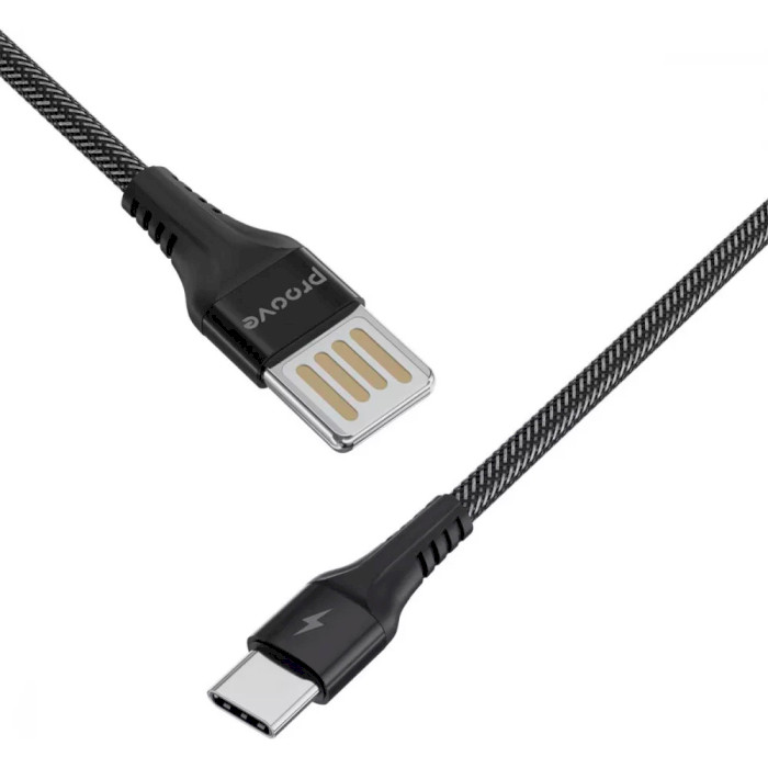 Кабель PROOVE Double Way Weft USB to Type-C 2.4A 1м Black