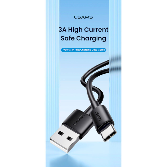 Кабель USAMS SJ708 YD USB to Type-C 3A Fast Charging Data Cable 1.2м Black (SJ658USB01)