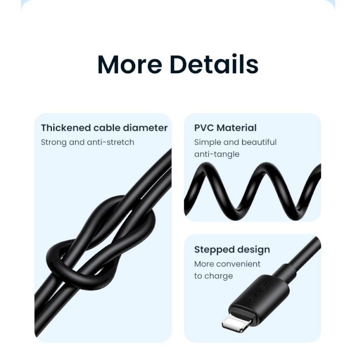 Кабель USAMS SJ709 YD USB to Lightning 2.4A Fast Charging Data Cable 1м Black (SJ709USB01)