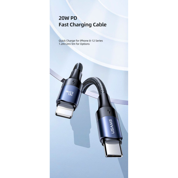 Кабель USAMS US-SJ521 U71 Type-C to Lightning 20W PD Fast Charging & Data Cable 1.2м Black (SJ522USB01)