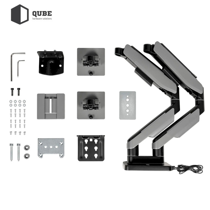 Крепление настольное для 2-х мониторов QUBE RGB3520GD 17"-35" Black