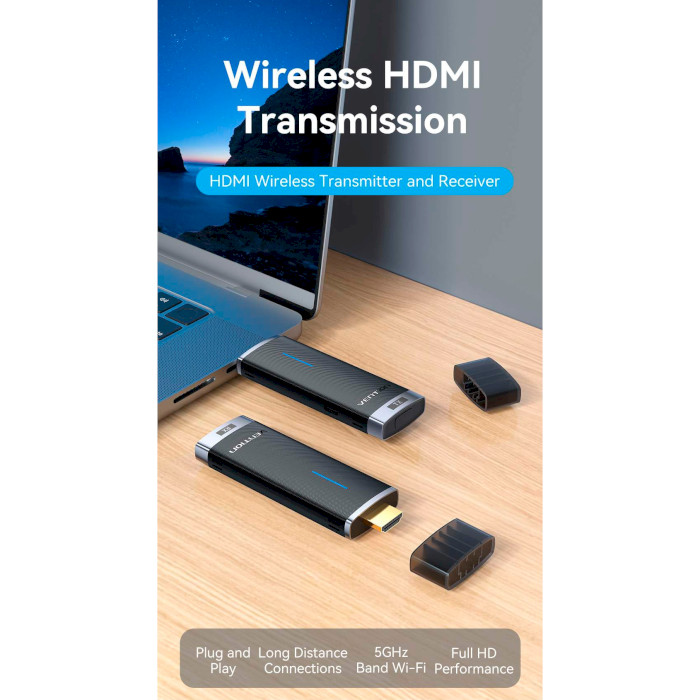 Подовжувач HDMI по Wi-Fi VENTION Wireless HDMI Transmitter and Receiver Black (ADCB0)