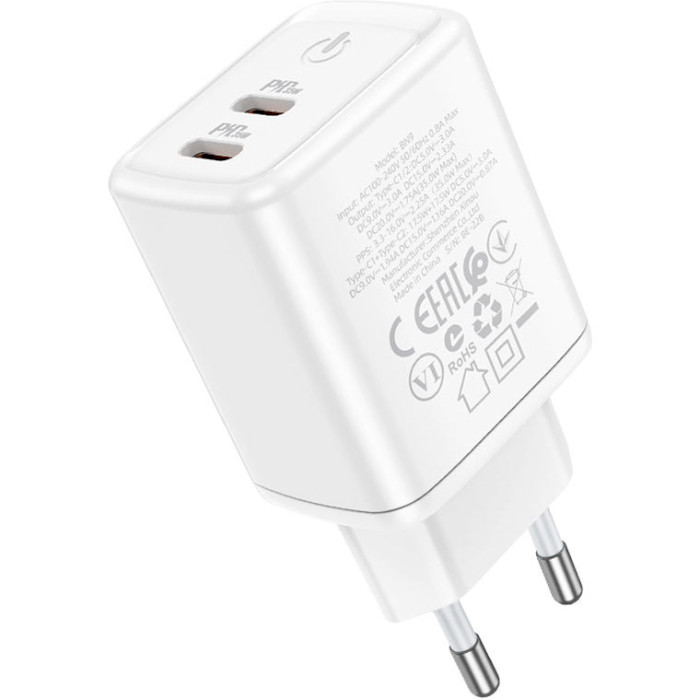 Зарядний пристрій BOROFONE BN9 Reacher 2xUSB-C, PD35W White