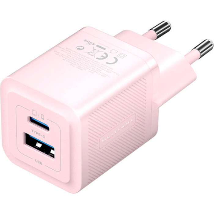 Зарядний пристрій VENTION Two-Port USB-A, USB-C, PD3.0, QC3.0, 30W GaN Charger Pink (FEQP0-EU)