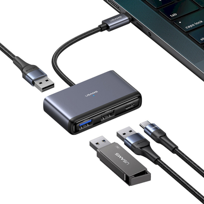 USB-хаб USAMS US-SJ627 1xUSB3.0, 2xUSB2.0, 1xUSB-C PD60W