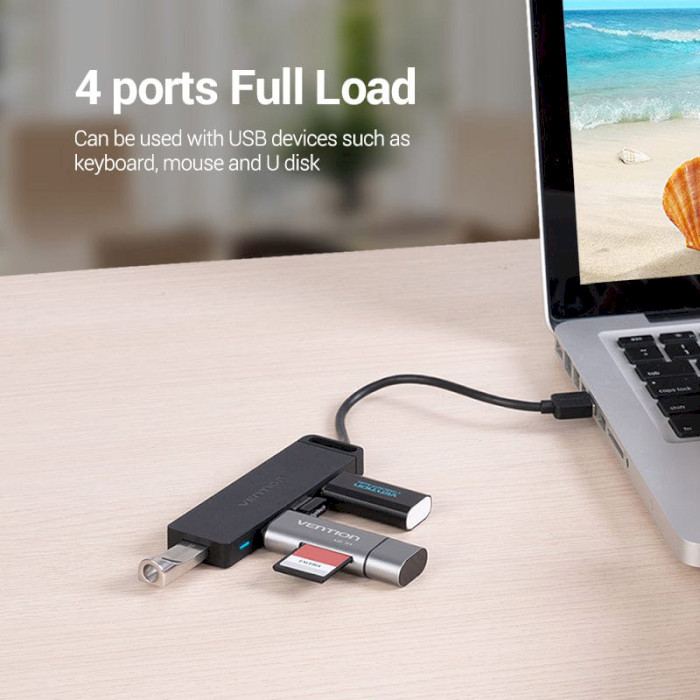 USB-хаб VENTION 4-in-1 USB-C to 4xUSB2.0, Micro-B Power (CHMBB)