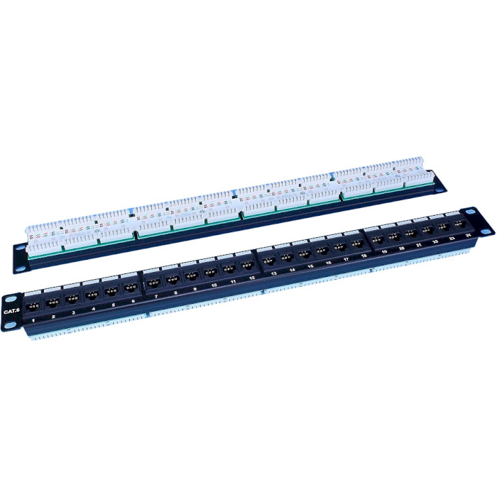 Патч-панель EPNEW 1U 19" 24-port UTP Cat.6 в сборе