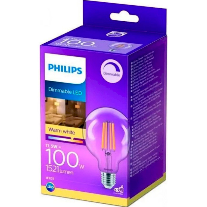 Лампочка LED PHILIPS Classic G95 E27 11.5W 2700K 220V (929002429666)