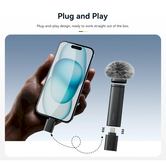 Мікрофон-петличка бездротовий ULANZI WM-10 Wireless Clip-on Microphone Lightning (UV-3319)