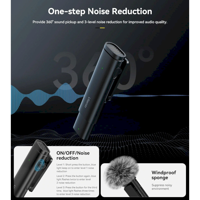 Мікрофон-петличка бездротовий ULANZI WM-10 Wireless Clip-on Microphone Lightning (UV-3319)