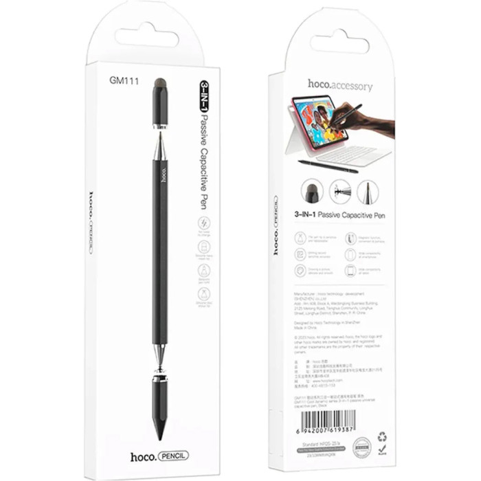 Стилус 3-in-1 HOCO GM111 Cool Dynamic Series Passive Capacitive Pen Black