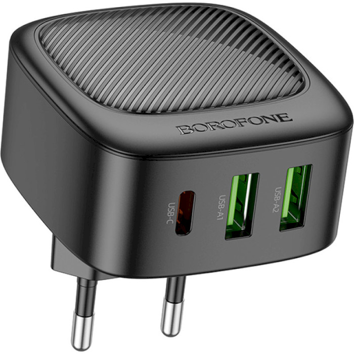 Зарядний пристрій BOROFONE BAS23A Lucky 1xUSB-C, 2xUSB-A, PD30W, QC3.0 Black