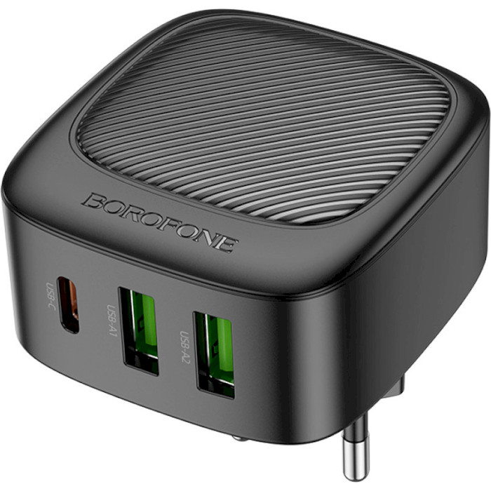 Зарядний пристрій BOROFONE BAS23A Lucky 1xUSB-C, 2xUSB-A, PD30W, QC3.0 Black