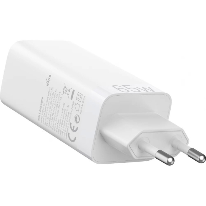 Зарядний пристрій VENTION Three-Port 2xUSB-C, 1xUSB-A PD3.0, QC4.0 65W GaN Charger White (FEDW0-EU)