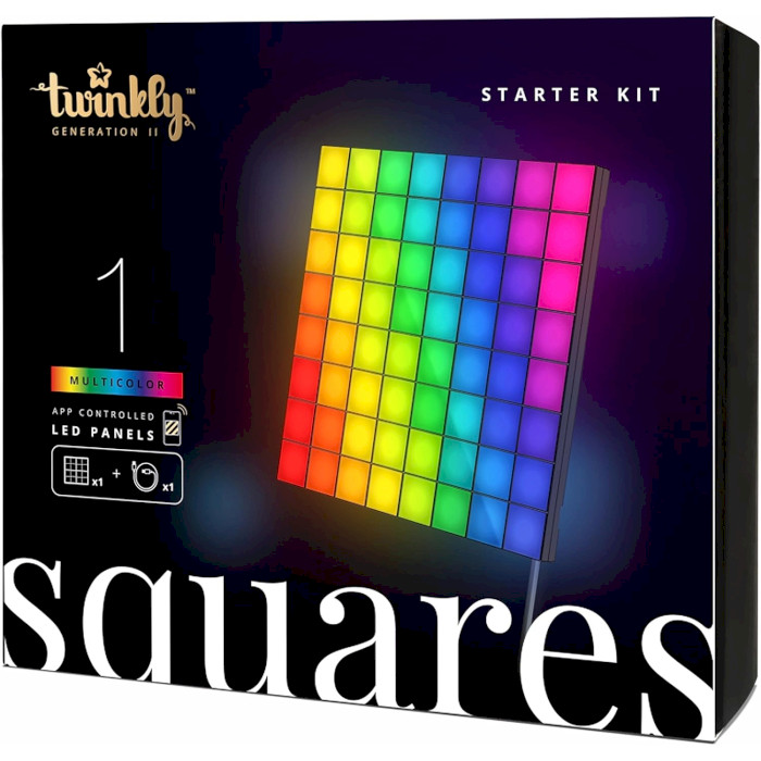 Панель TWINKLY Squares RGB 1 Starter Gen II 16x16 Multicolor Edition IP20 (TWQ064STW-01-BUSB)