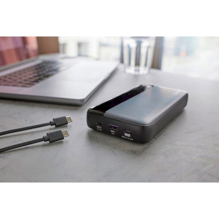 Повербанк INTENSO HE25000 2xUSB-C PD3.1, 1xUSB-A QC3.0 25000mAh Gray/Black (7350060)