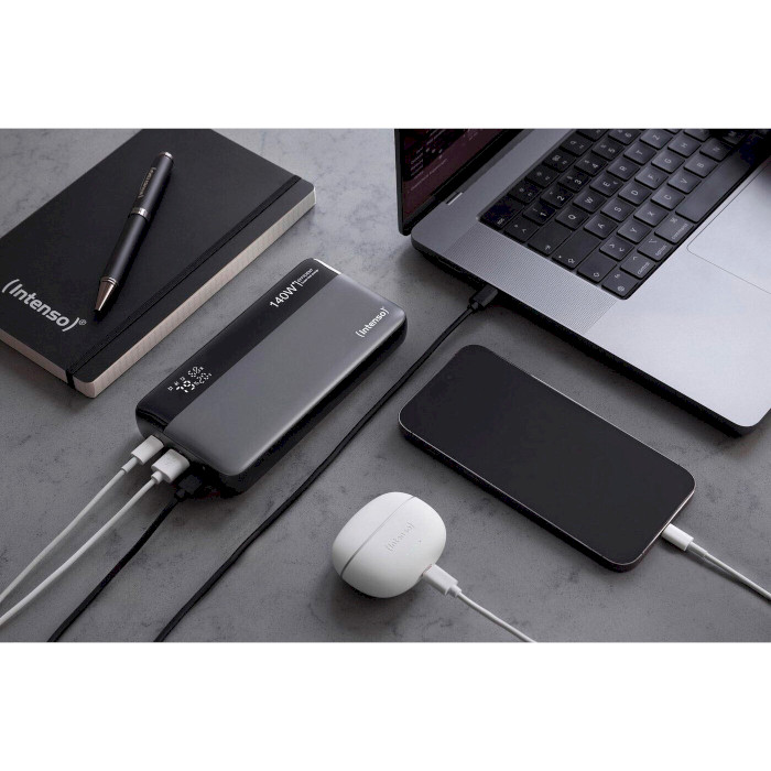 Повербанк INTENSO HE25000 2xUSB-C PD3.1, 1xUSB-A QC3.0 25000mAh Gray/Black (7350060)