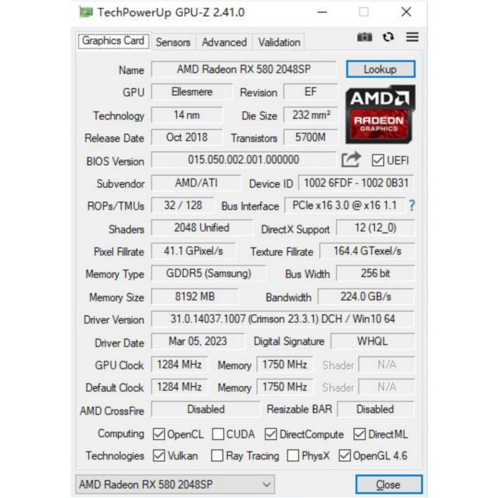 Видеокарта GOLDEN MEMORY Radeon RX 580 8GB DDR5