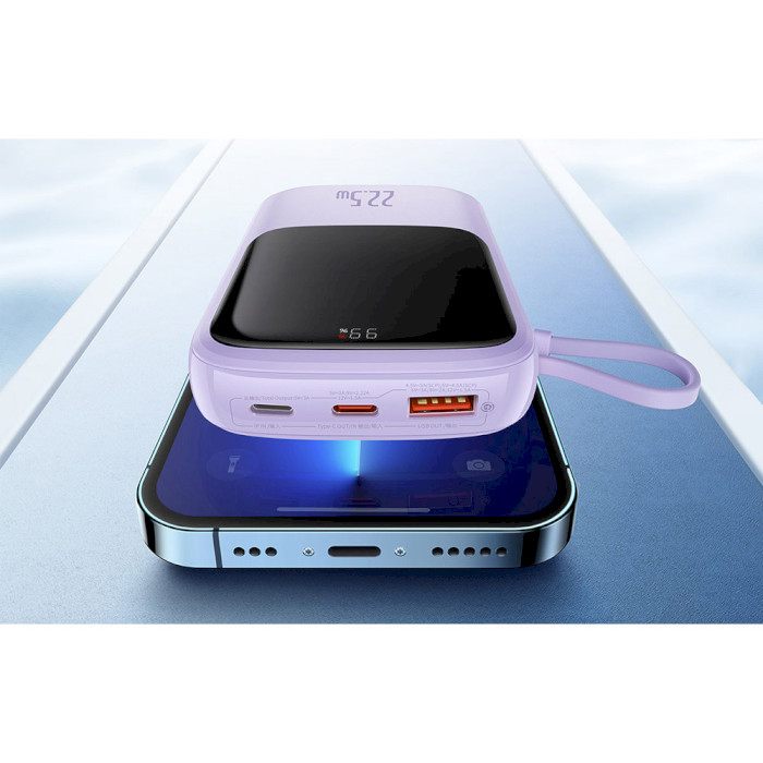 Повербанк BASEUS Qpow Pro Digital Display Fast Charge Power Bank 22.5W Type-C Edition 10000mAh Purple (PPQD020105)