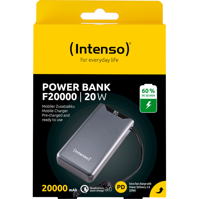 Повербанк INTENSO F20000 1xUSB-C PD3.0, 1xUSB-A QC3.0 20000mAh Gray (7332054)