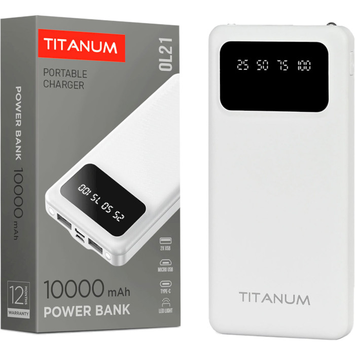 Повербанк TITANUM OL21 10000mAh White