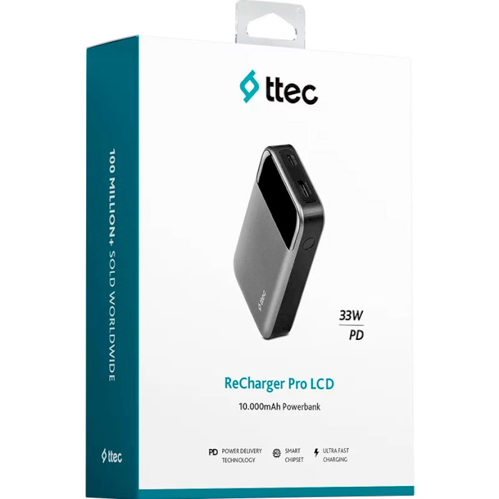 Повербанк TTEC ReCharger Pro LCD 10000mAh Space Gray (2BB214UG)