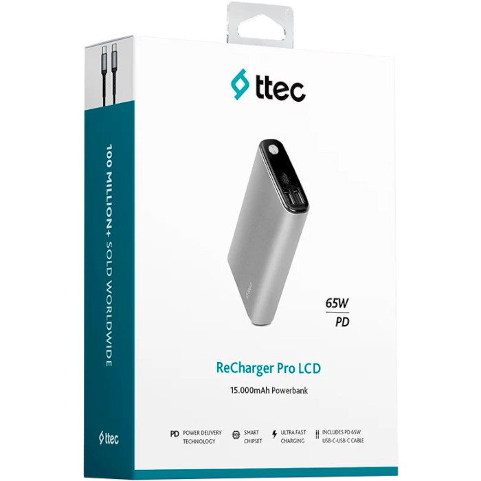 Повербанк TTEC ReCharger Pro LCD 15000mAh Space Gray (2BB216UG)