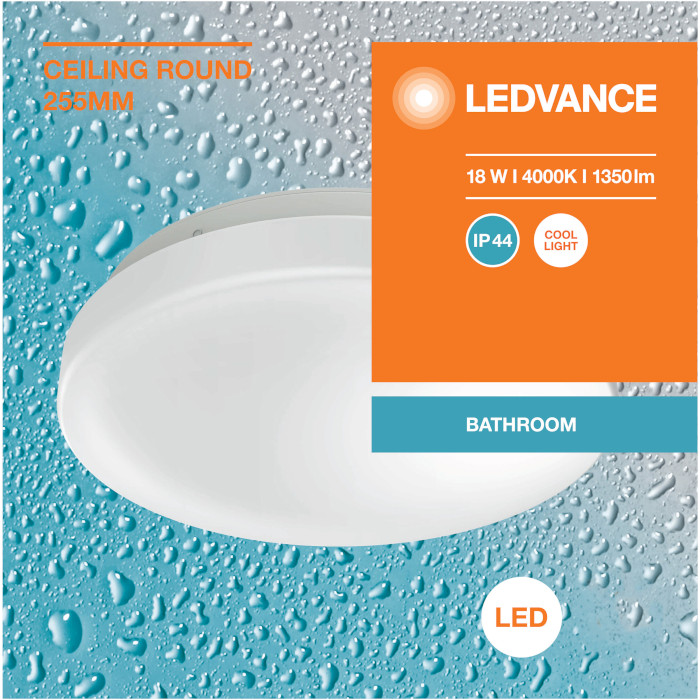 Світильник LEDVANCE Ceiling Round 255 White 18W 4000K (4099854105852)