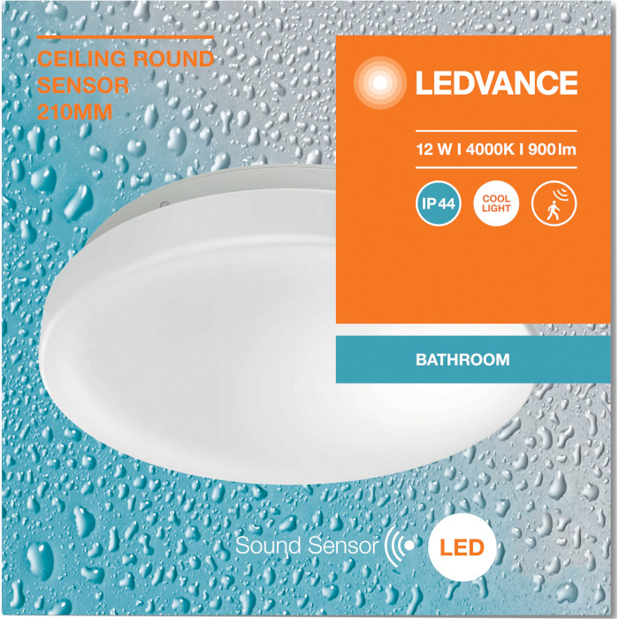 Світильник із датчиком звуку LEDVANCE Ceiling Round Sensor 210 White 12W 4000K (4099854105975)