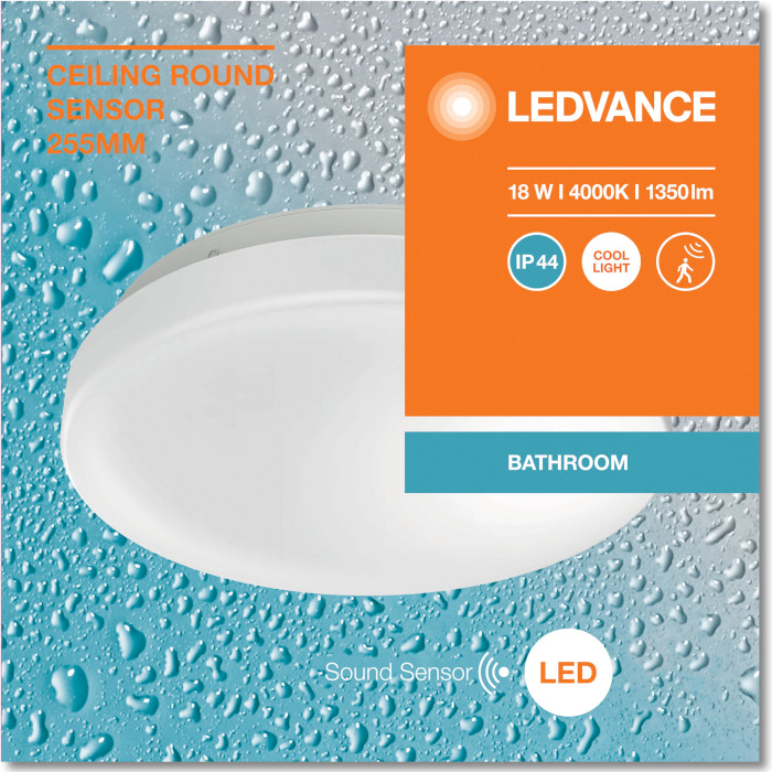 Светильник с датчиком звука LEDVANCE Ceiling Round Sensor 255 White 18W 4000K (4099854106033)