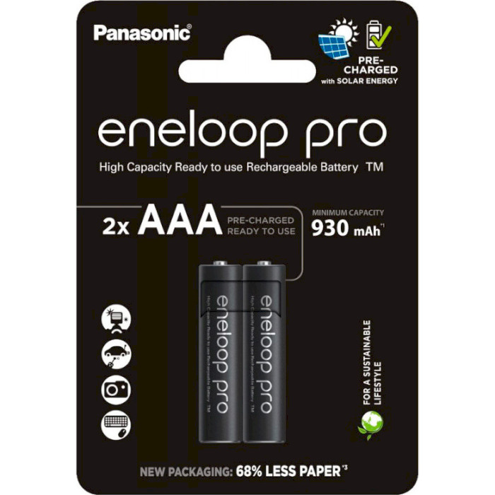 Аккумулятор PANASONIC Eneloop Pro AAA 930mAh 2шт/уп (BK-4HCDE/2CP)