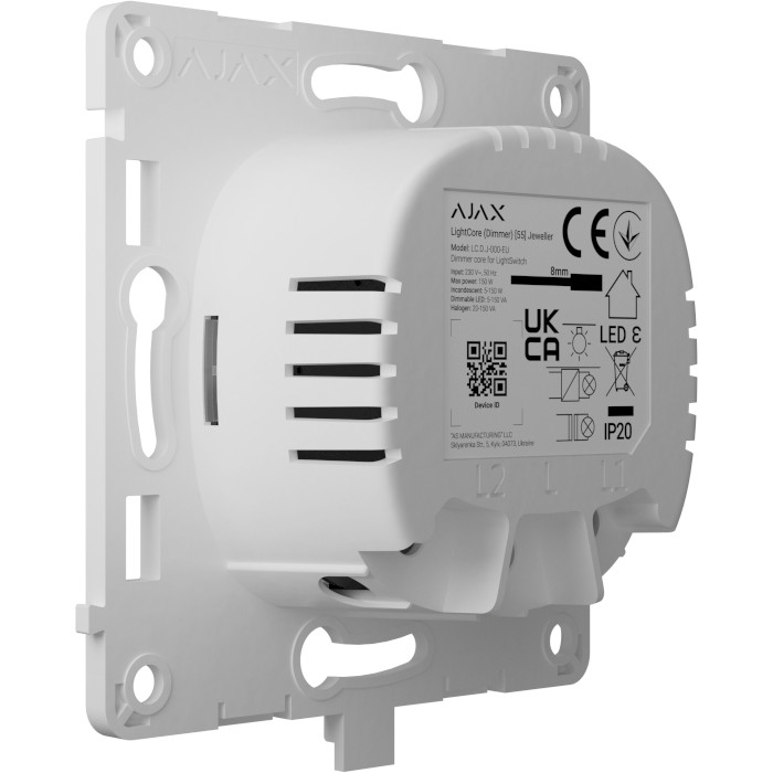 Реле одноклавішного вимикача AJAX LightCore Dimmer 1-gang for LightSwitch Jeweller