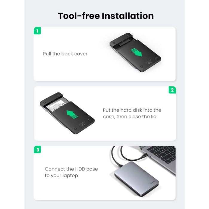 Карман внешний UGREEN 2.5" SATA to USB 3.1 (70498)