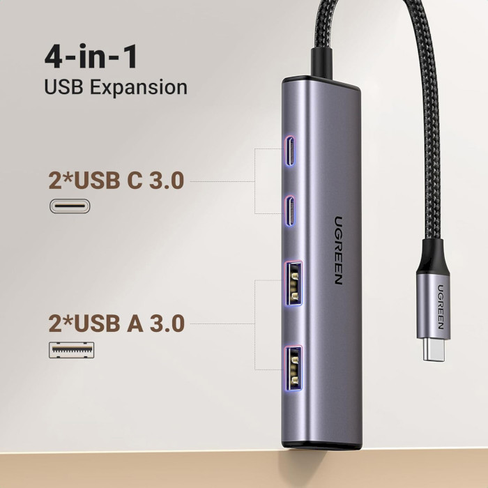 USB-хаб UGREEN CM473 4-in-1 USB-C Hub (15395)