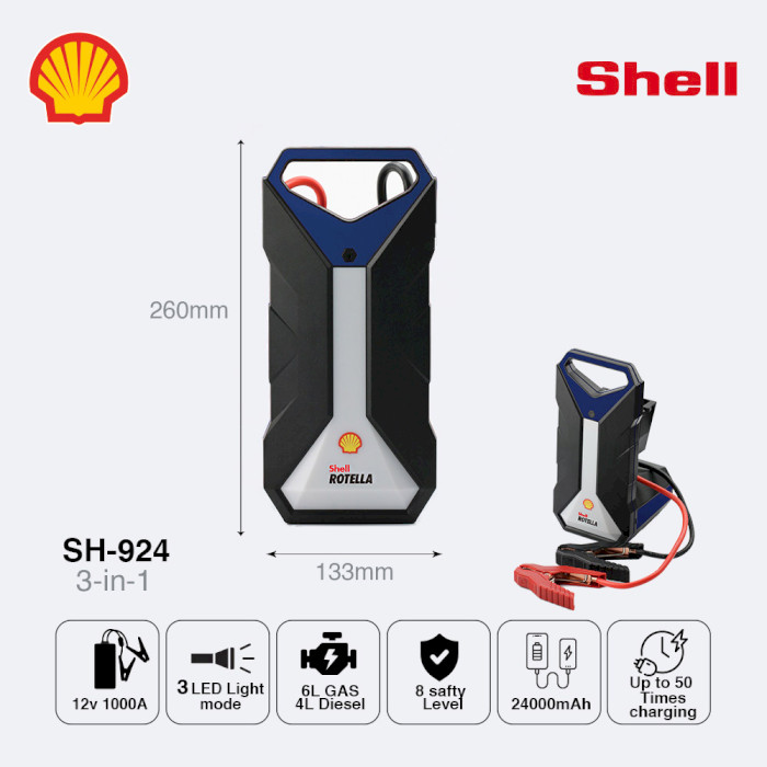 Портативний пускозарядний пристрій SHELL Portable Power Jump Starter 24000mAh (SH924)