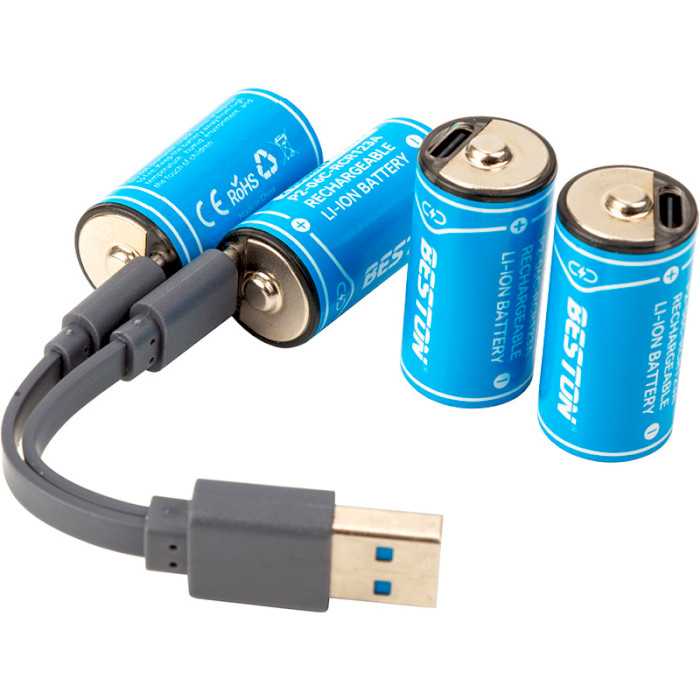 Акумулятор POWERPLANT CR123A 600mAh 3.7V, USB-C заряджання 4шт/уп