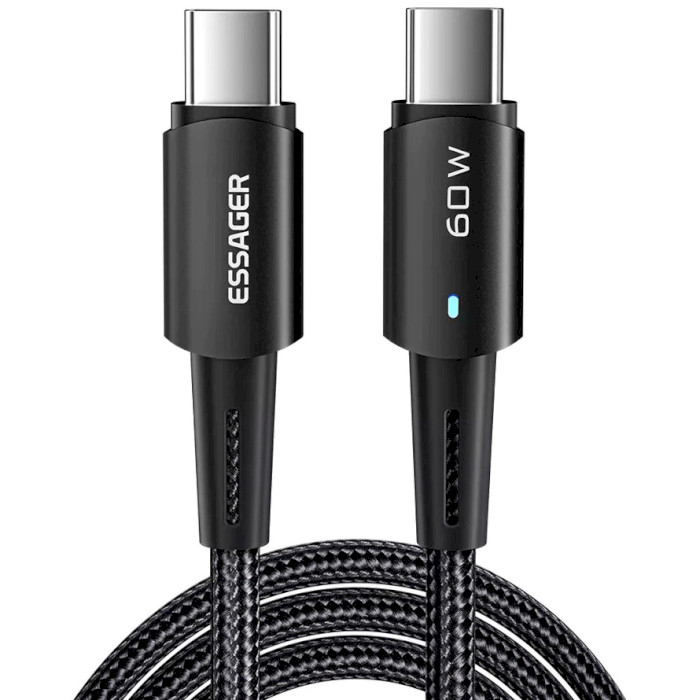 Кабель ESSAGER PD60W Fast Charge Data Cable Type-C to Type-C 1м Black (EXCTT2-CG03)